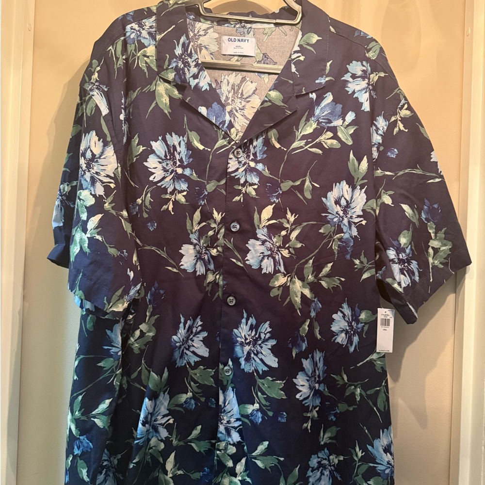Old Navy Men's Floral Shirt - Blue